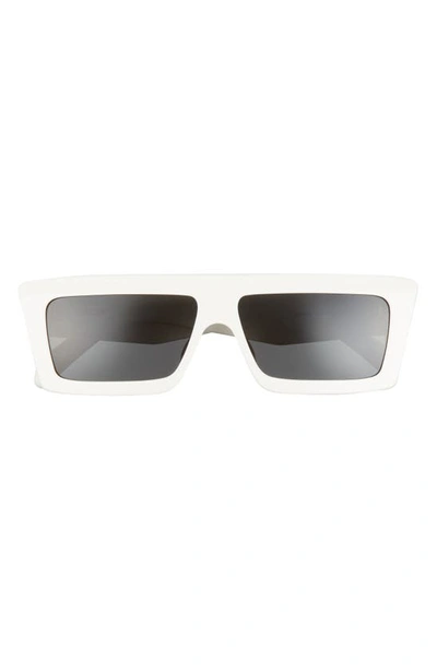Shop Celine 57mm Flat Top Sunglasses In Ivory / Smoke