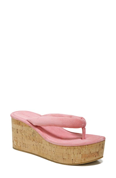 Shop Veronica Beard Gabby Platform Wedge Thong Sandal In Dragon Fruit