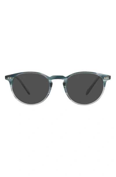 Shop Oliver Peoples Riley 49mm Round Sunglasses In Blue