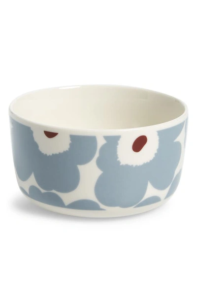 Shop Marimekko Unikko Bowl In White/ Bluegray/ Wine-red