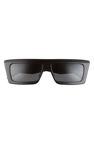 Shop Celine 57mm Flat Top Sunglasses In Shiny Black / Smoke