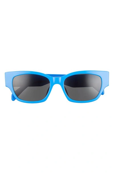 Shop Celine 54mm Cat Eye Sunglasses In Blue/ Other / Smoke
