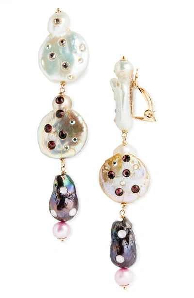 Shop Isshi Pond Freshwater Pearl Clip Earrings In Multi