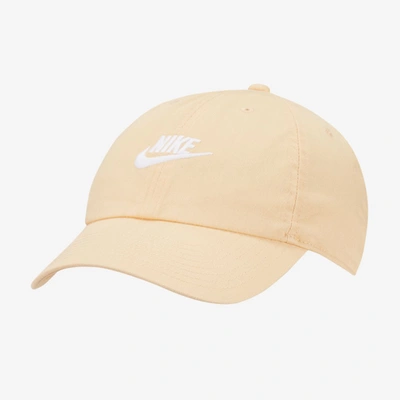 Shop Nike Sportswear Heritage86 Futura Washed Hat In Orange Chalk,orange Chalk,white