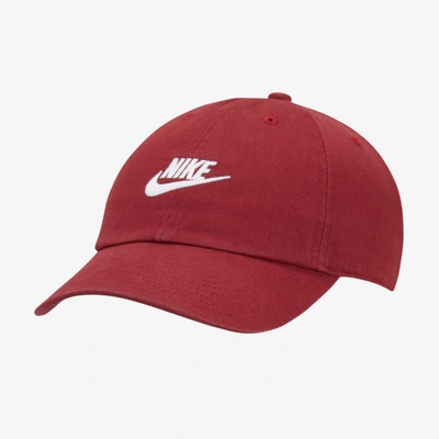 Shop Nike Sportswear Heritage86 Futura Washed Hat In Pomegranate,pomegranate,white