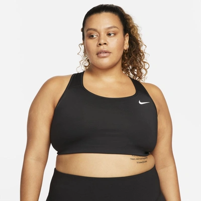 Shop Nike Women's Swoosh Medium-support Non-padded Sports Bra (plus Size) In Black