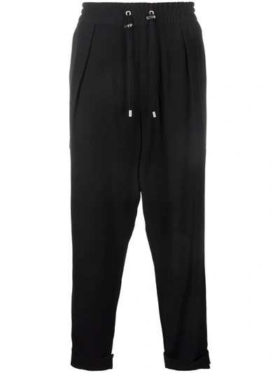 Balmain Drop-crotch Cropped Trousers In Schwarz