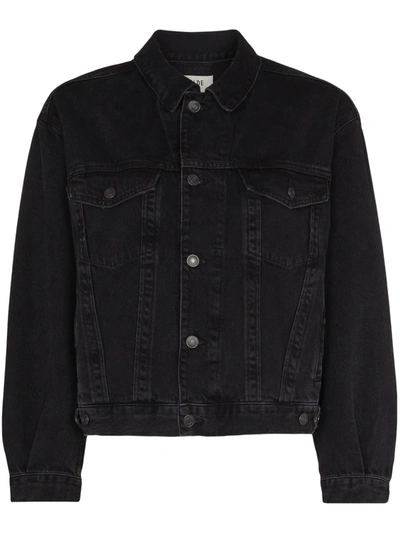 Shop Agolde Charli Cotton Denim Jacket In Black
