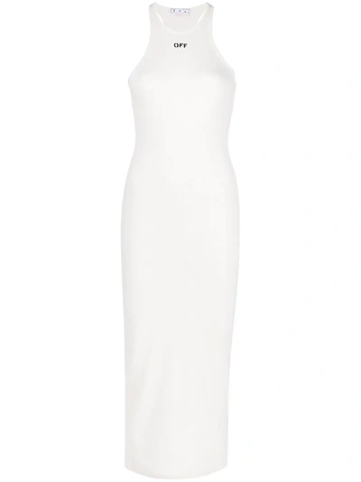 Shop Off-white Off-stamp Ribbed Dress In Weiss