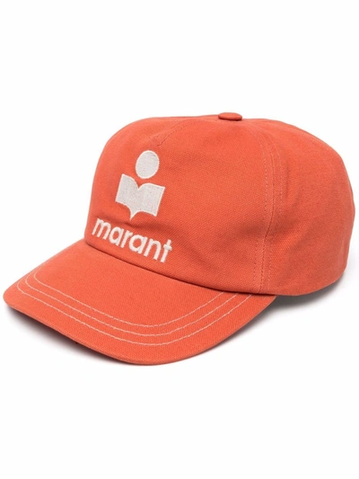 Shop Isabel Marant Embroidered-logo Cap In Orange