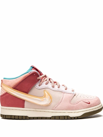 Shop Nike X Social Status Dunk Mid "strawberry Chocolate" Sneakers In Pink