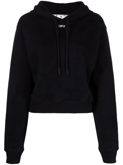 Shop Off-white Off-stamp Cropped Hoodie In Black