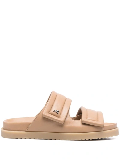 Shop Patrizia Pepe Fly Leather Slippers In Neutrals