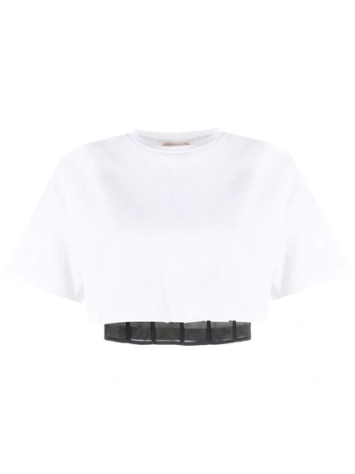 Shop Alexander Mcqueen Corset-style Cropped T-shirt In White