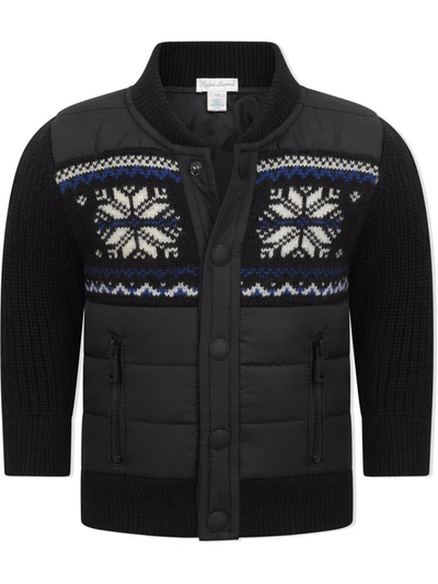 Shop Ralph Lauren Fair Isle Print Bomber Jacket In Black