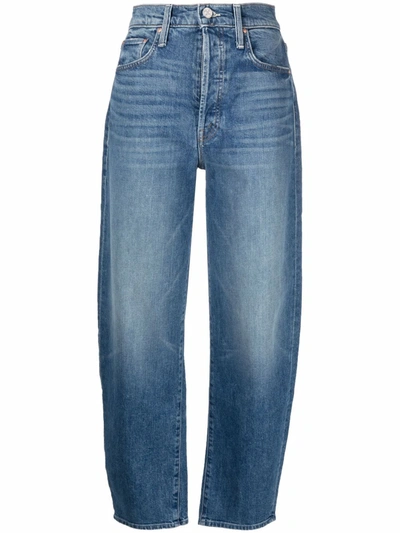 Shop Mother The Curbside Tapered Jeans In Blue