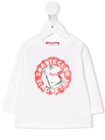 Shop Simonetta Snowman-print Long-sleeve Top In White
