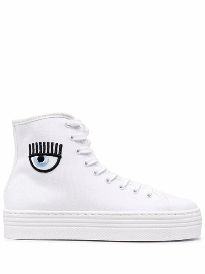 Shop Chiara Ferragni Patch-detail Lace-up Sneakers In White