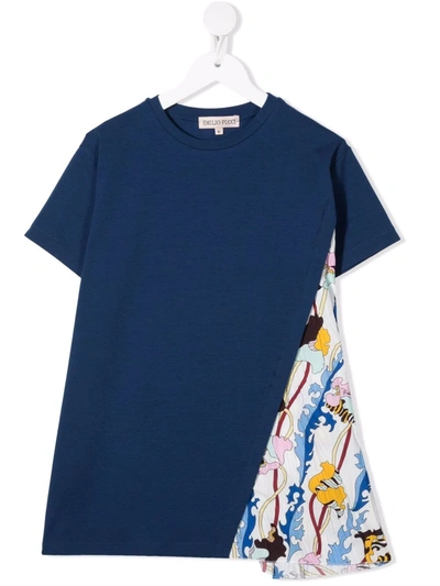 Shop Emilio Pucci Junior Asymmetric-panel T-shirt Dress In Blue
