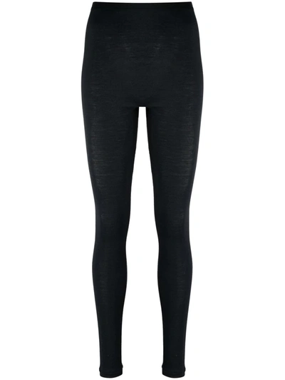Shop Hanro Silk-merino Blend Leggings In Black