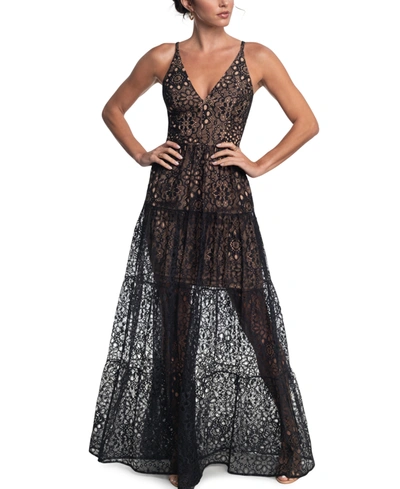 Shop Dress The Population Melina Lace Gown In Black