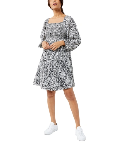 Shop A Pea In The Pod Smocked Maternity Dress In Black Print