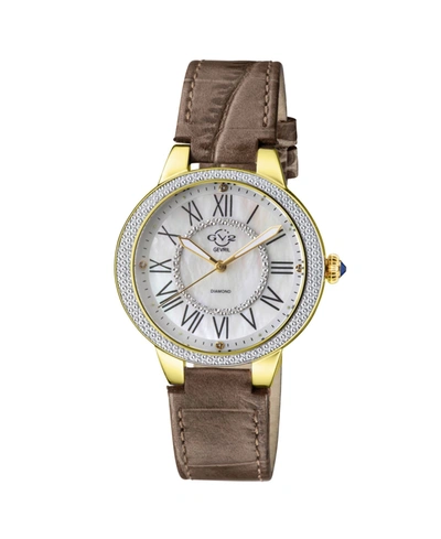 Shop Gevril Gv2 Women's Astor Ii Brown Leather Swiss Quartz Strap Watch 36mm In Gold-tone