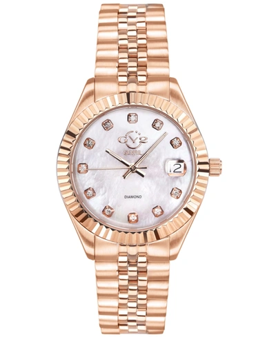 Gevril Gv2 Women's Naples Rose-tone Ion Plating Swiss Quartz Bracelet Watch 34 Mm In Rose Gold-tone
