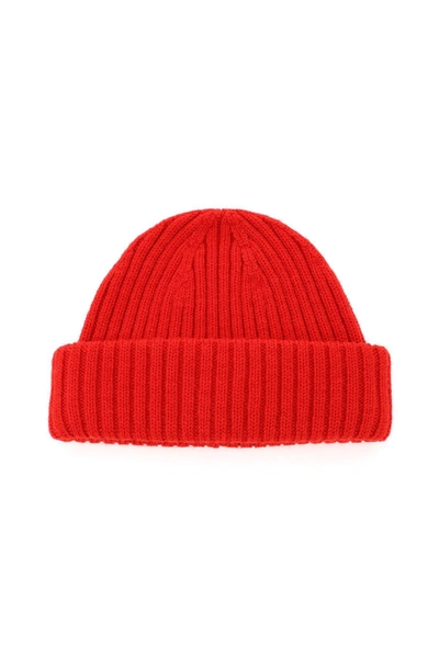 Shop Totême Toteme Ribbed Beanie Hat In Red