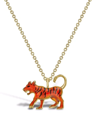 Shop Pragnell 18kt Yellow Gold Zodiac Tiger Pendant Necklace