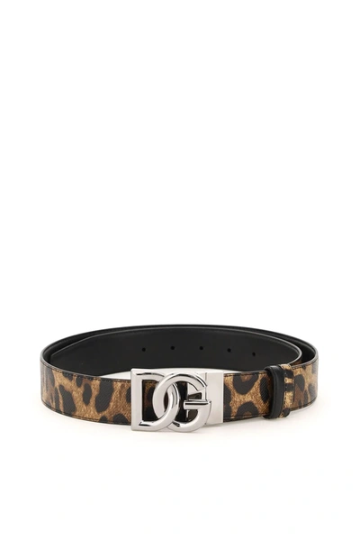 Shop Dolce & Gabbana Logo Buckle Reversible Belt In Brown,black