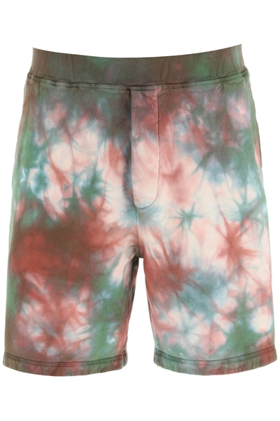 Shop Dsquared2 Tie-dye Short Sweatpants In Beige,green,red