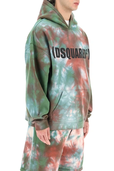 Shop Dsquared2 Tie-dye Hoodie In Green,red