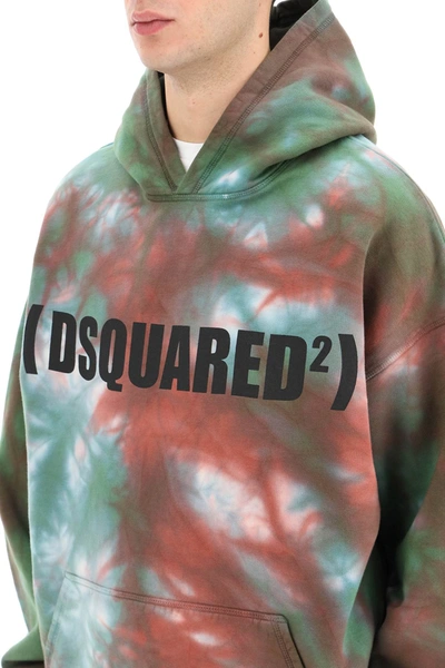 Shop Dsquared2 Tie-dye Hoodie In Green,red