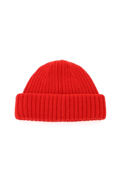 Shop Totême Ribbed Beanie Hat In Red