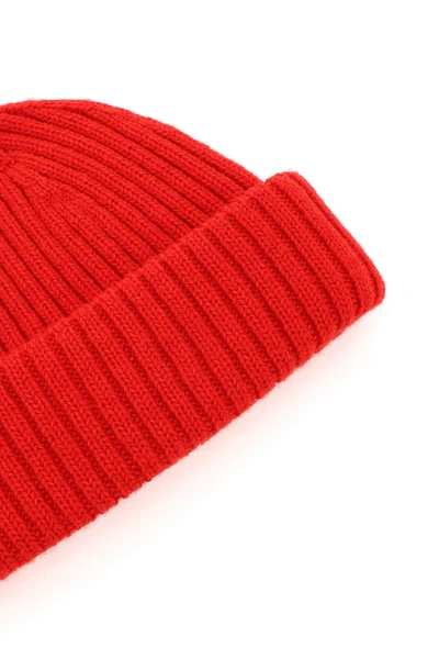 Shop Totême Ribbed Beanie Hat In Red