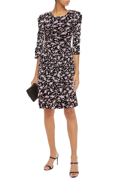 Diane Von Furstenberg Olina Wrap-effect Printed Crepe De Chine And Mesh Dress In Black