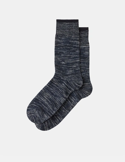 Shop Nudie Jeans Nudie Rasmusson Multi Yarn Socks In Navy Blue
