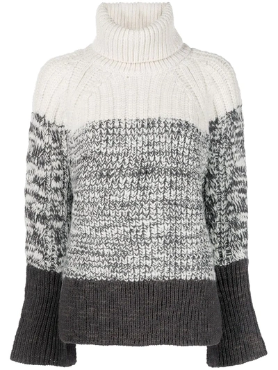 3.1 Phillip Lim Striped Cable-knit Wool Turtleneck Sweater In Multicolour
