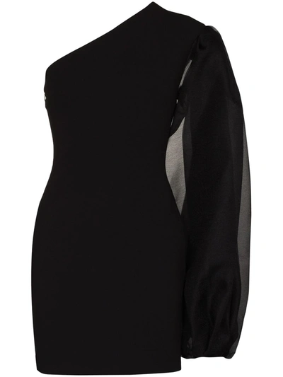 Shop Solace London Iona One-shoulder Minidress In Black