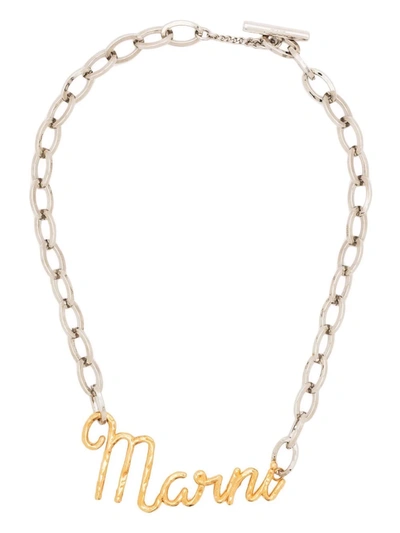 Shop Marni Pendant Chain Necklace In Gold