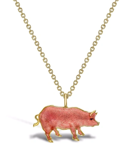 Shop Pragnell 18kt Yellow Gold Zodiac Pig Pendant Necklace