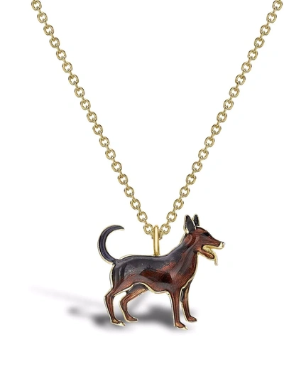 Shop Pragnell 18kt Yellow Gold Zodiac Dog Pendant Necklace