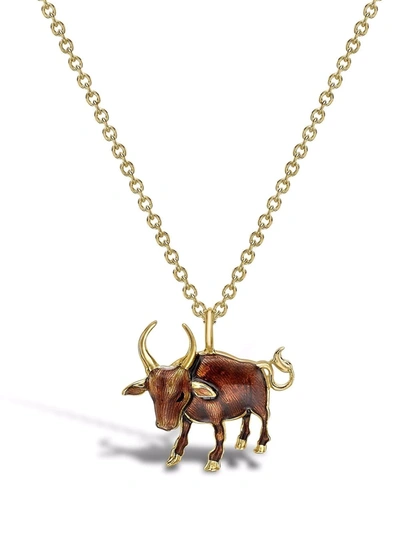 Shop Pragnell 18kt Yellow Gold Zodiac Ox Pendant Necklace