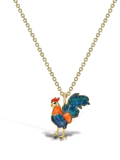 Shop Pragnell 18kt Yellow Gold Zodiac Rooster Pendant Necklace
