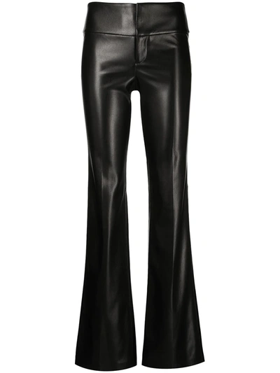 Shop Alice And Olivia Olivia Vegan Leather Flared Trousers In Black