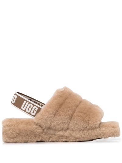 Shop Ugg Fluff Yeah Slingback Slippers In Brown