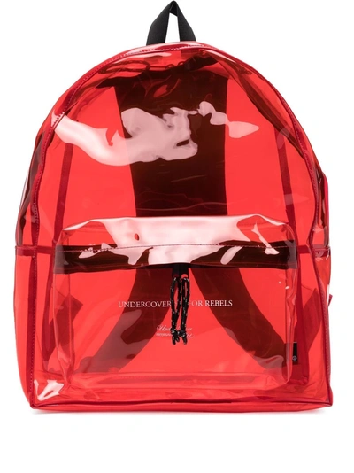Shop Undercover Logo Print Transparent Backpack In Red