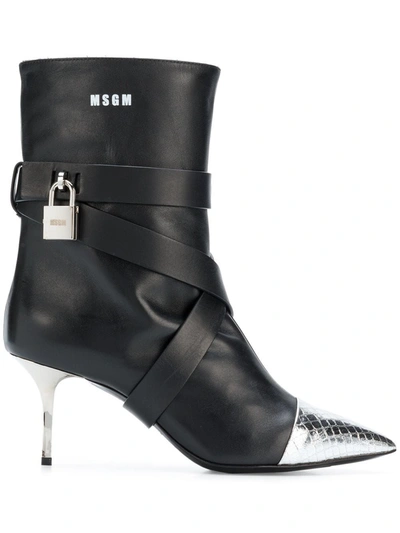 Shop Msgm Women's Black Leather Ankle Boots