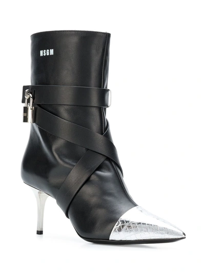 Shop Msgm Women's Black Leather Ankle Boots